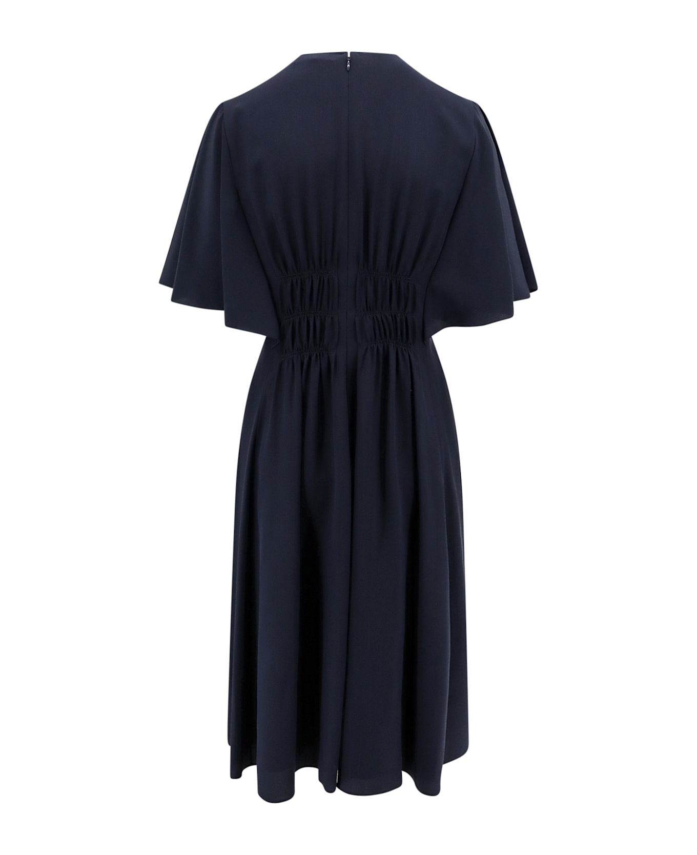 Silk Dress With Frontal Drapery - 2