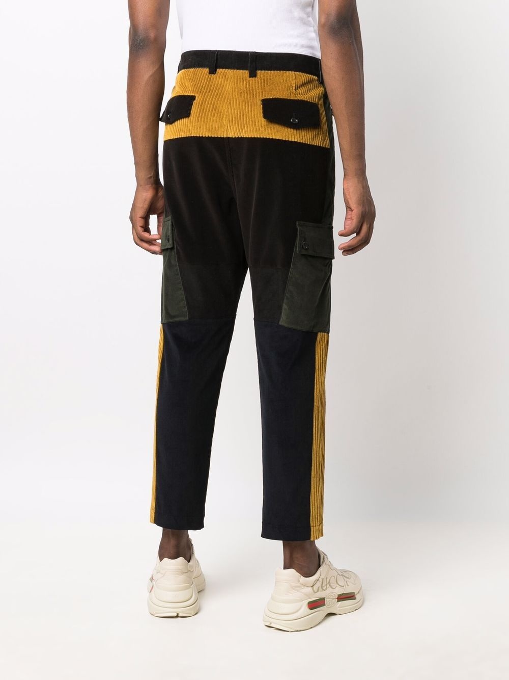 corduroy-panel trousers - 4