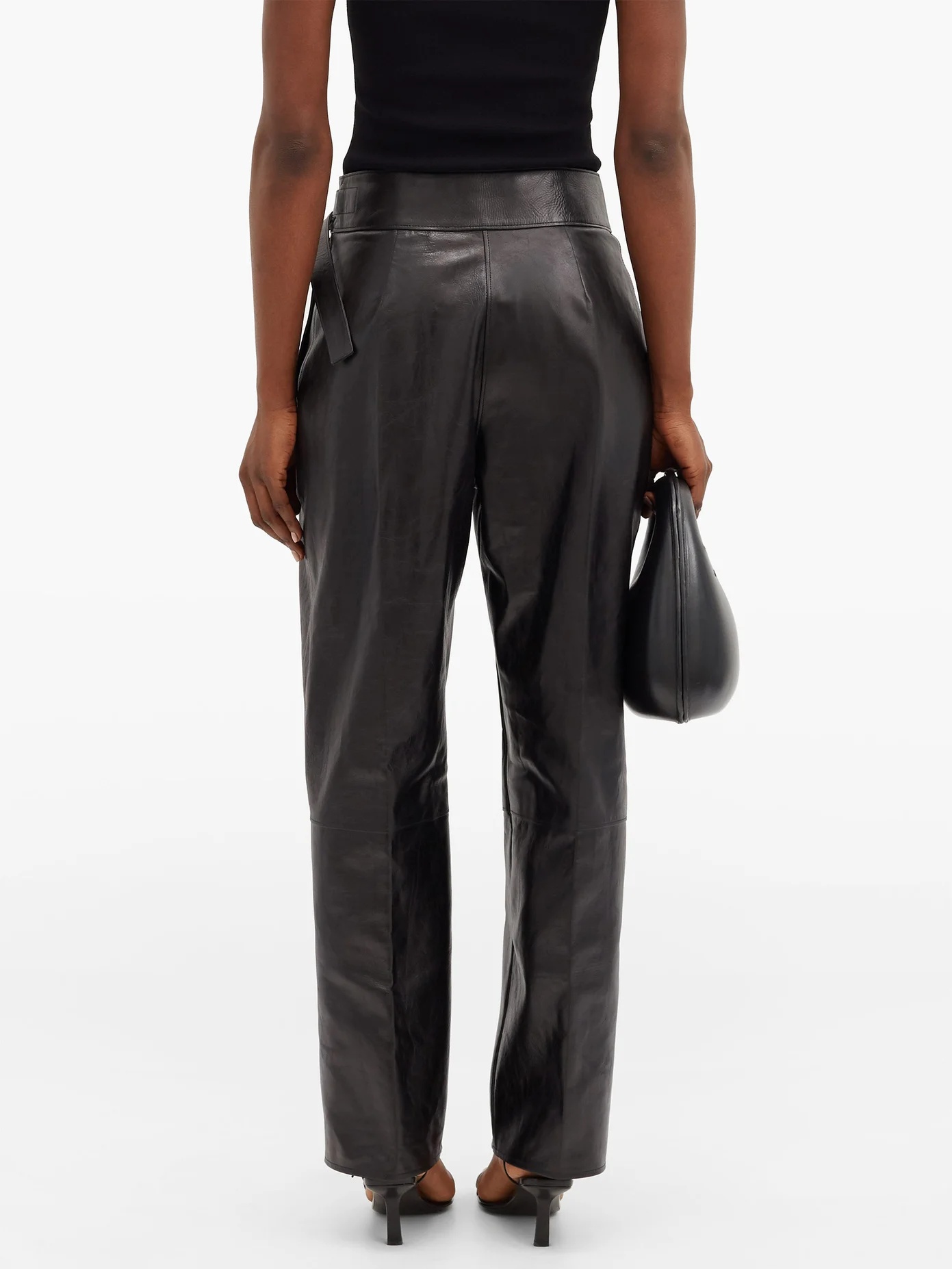 Napoleon pleated leather wide-leg trousers - 5