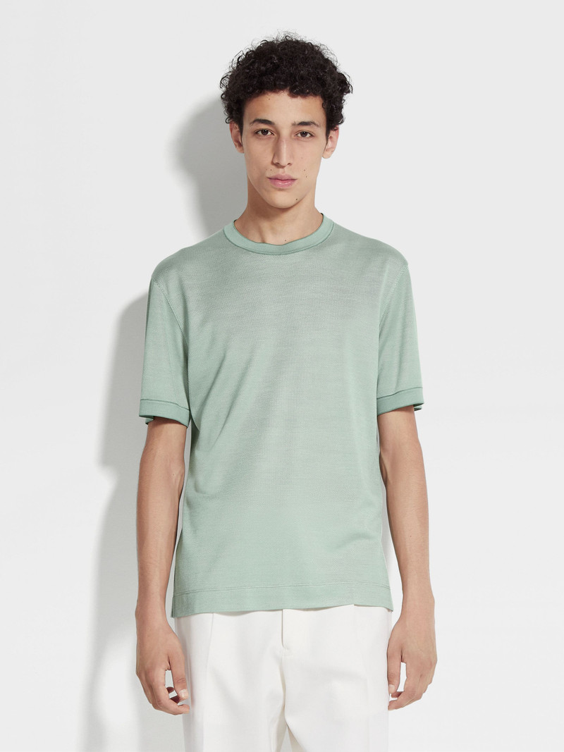 SAGE GREEN ZEGNA SILK T-SHIRT 4