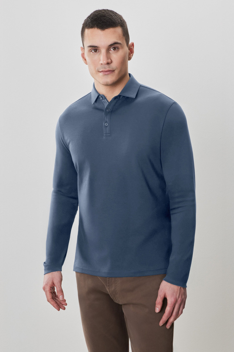 The Barakett Long Sleeve Herringbone Polo 1