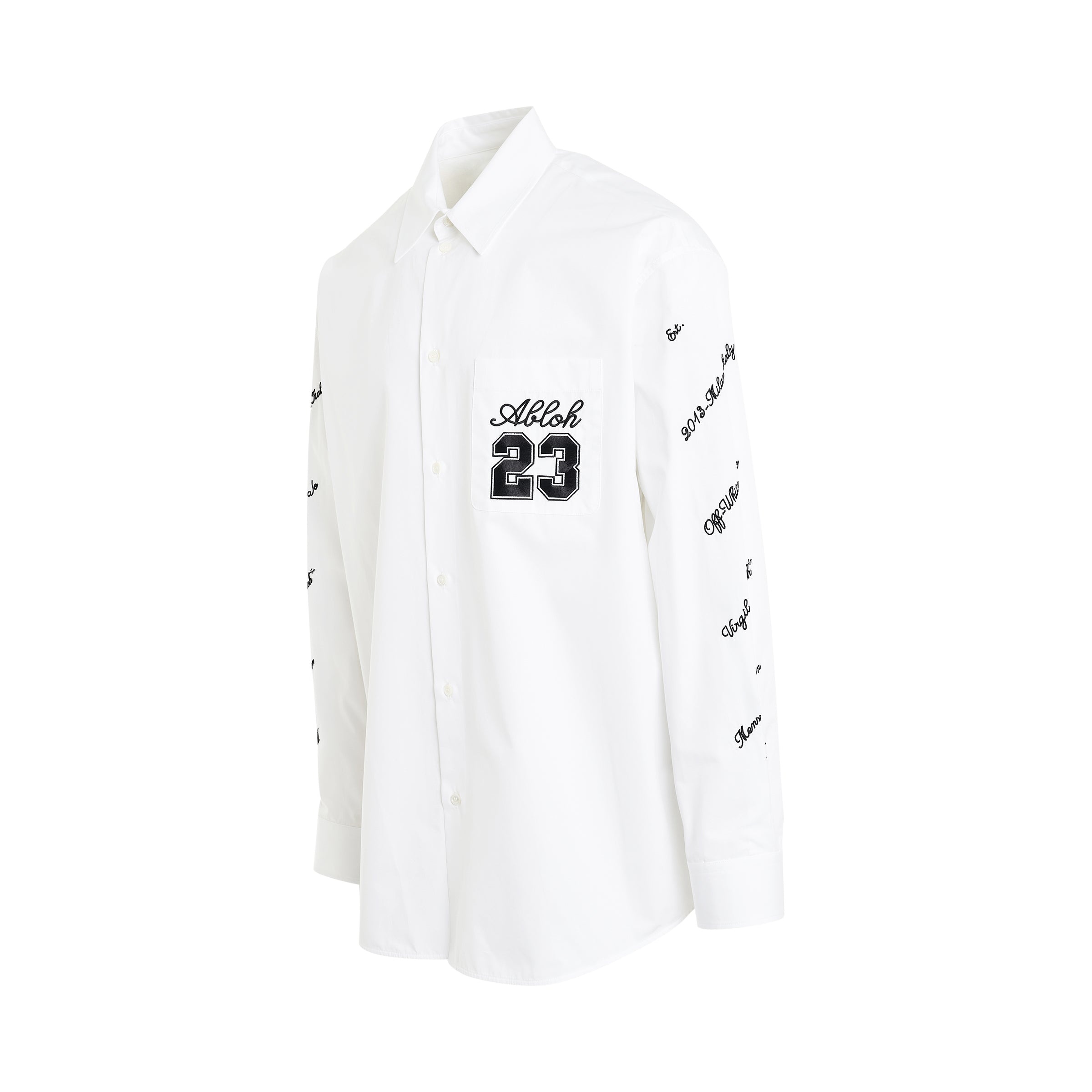 23 Logo Veavy Cotton Overshirt in White/Black - 2
