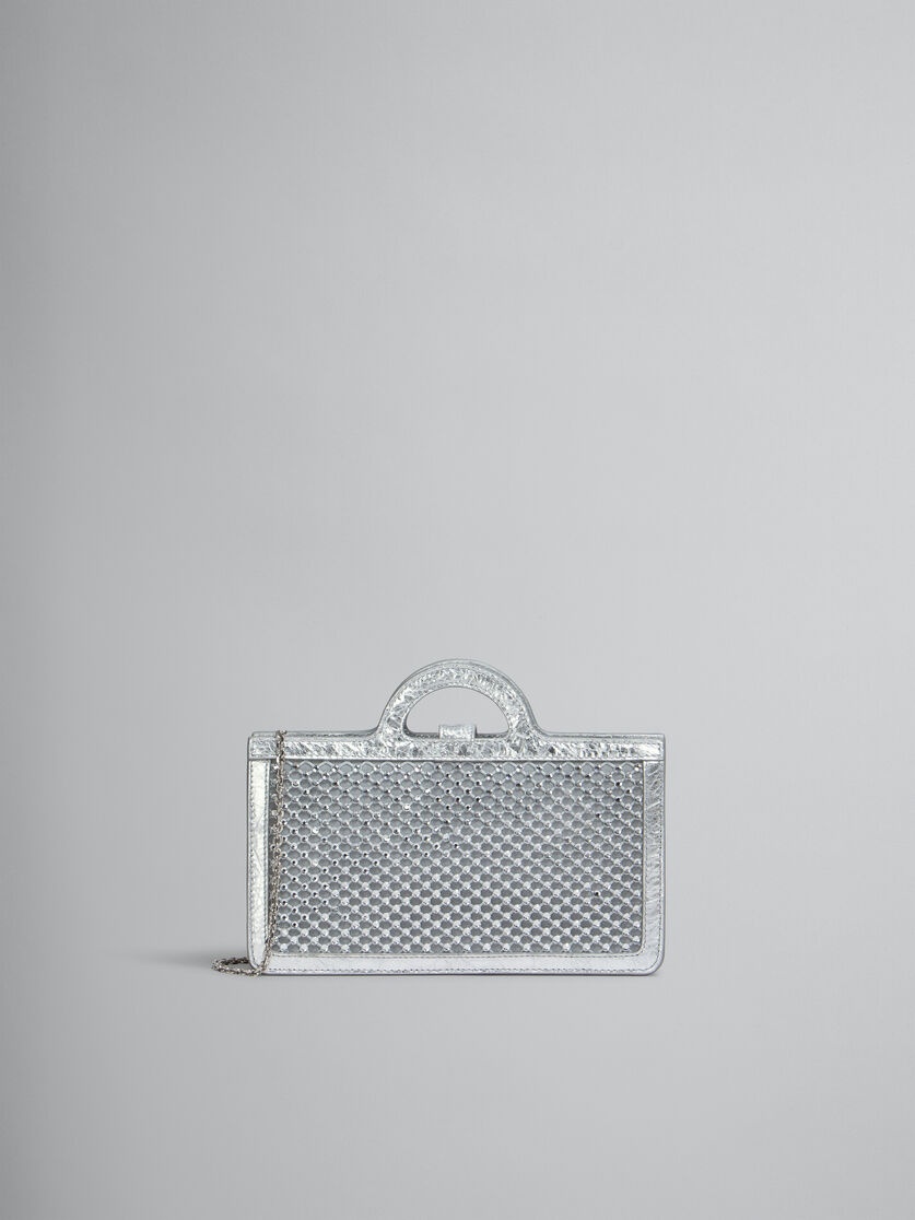 SILVER RHINESTONE TROPICALIA LONG WALLET WITH CHAIN STRAP - 2