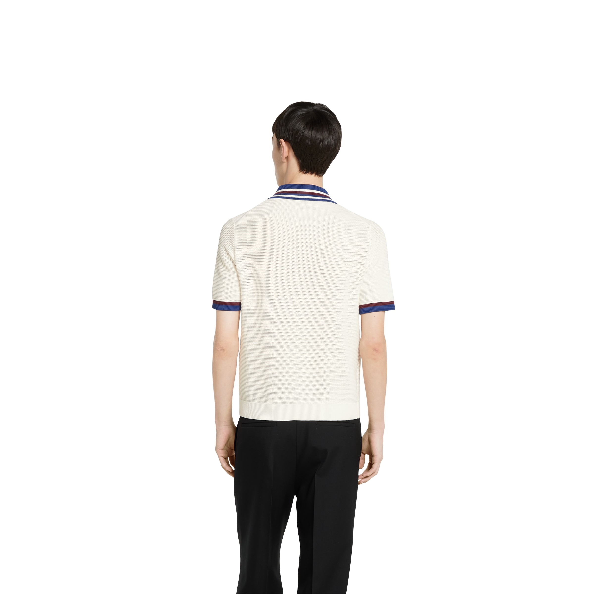 Cotton piquet polo shirt with intarsia - 4