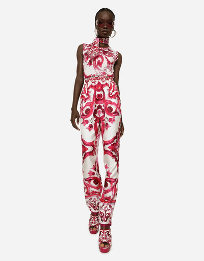 Dolce & Gabbana Sleeveless silk top with Majolica print outlook
