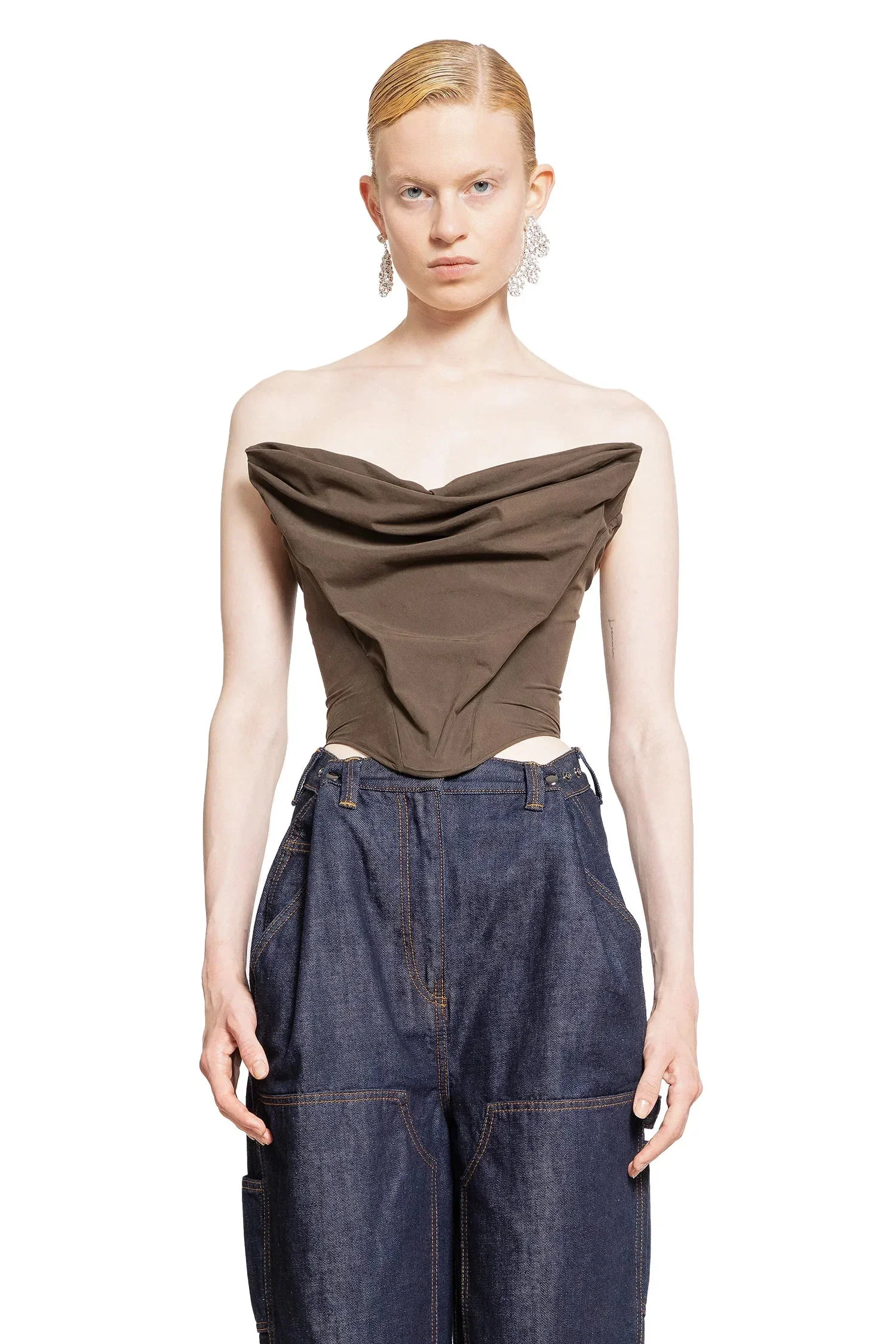 Draped-Corset-Top-In-Cotton-Nylon - 1