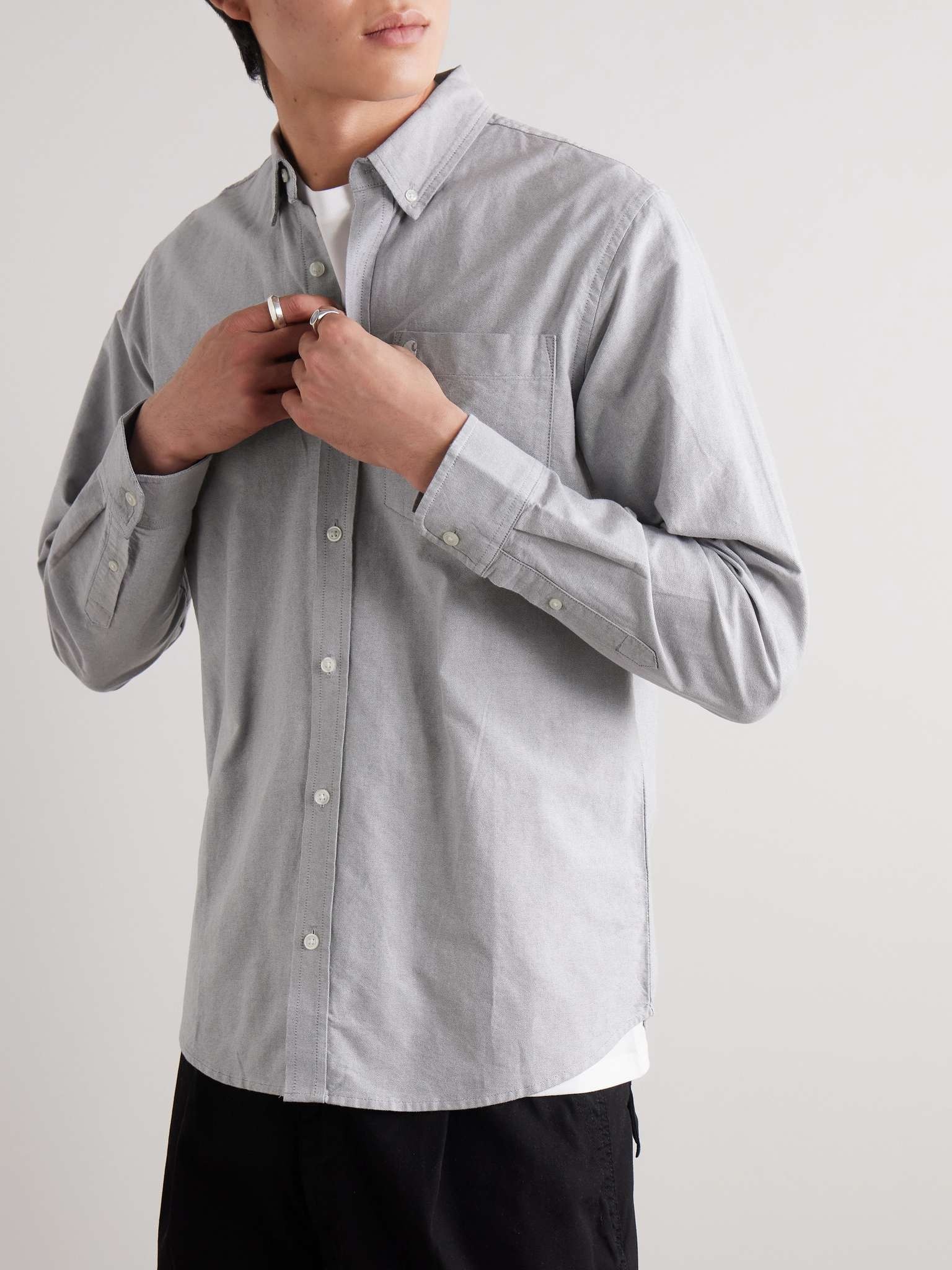 Button-Down Collar Logo-Embroidered Cotton Oxford Shirt - 4