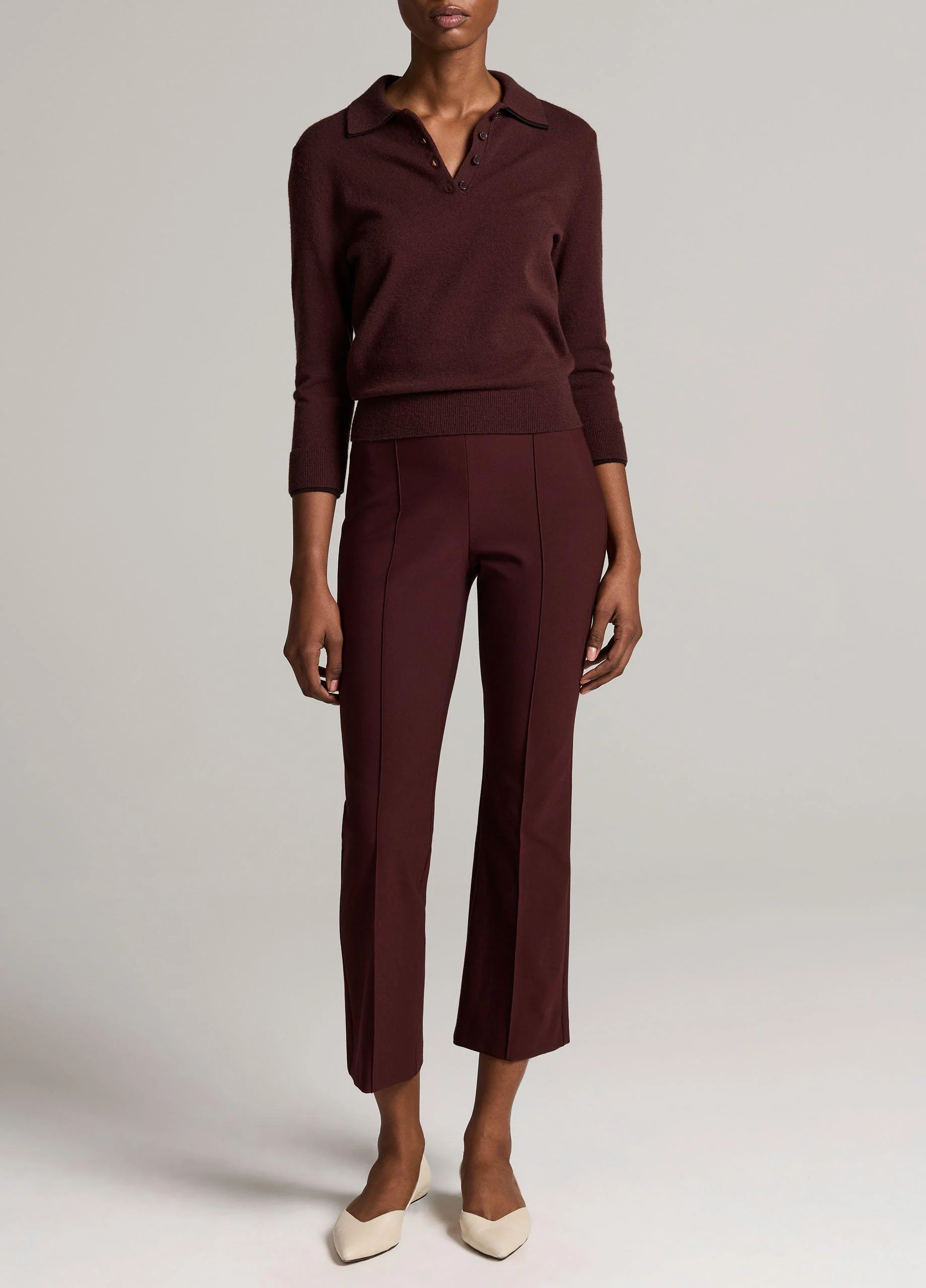 Niki Mid-Rise Pintuck Crop Flare Pant - 1