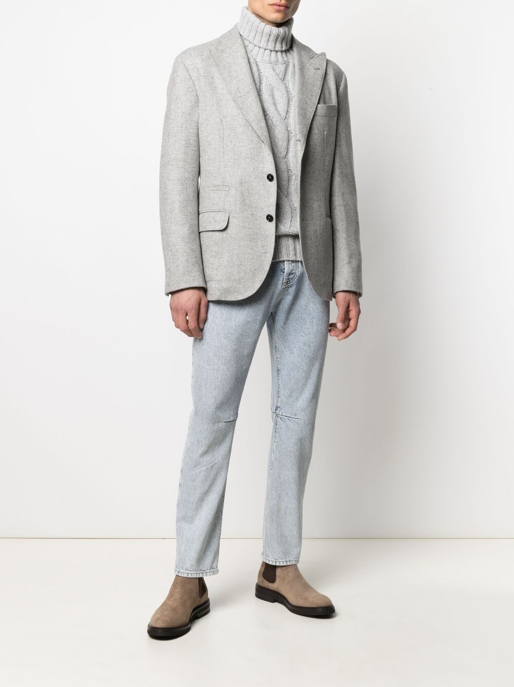 peak-lapel single-breasted blazer - 2