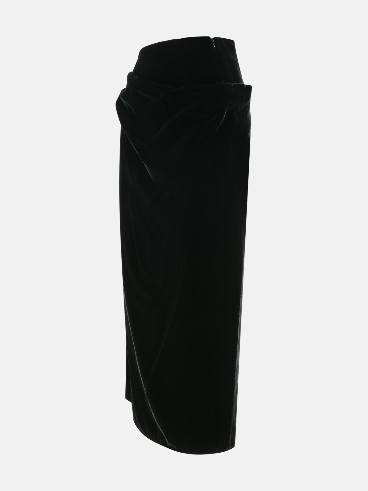 BLACK VISCOSE BLEND SKIRT - 2