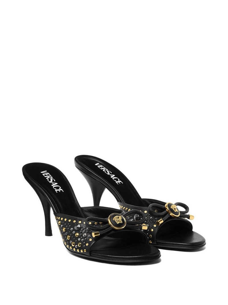 VERSACE 85mm La Medusa embellished leather mules outlook