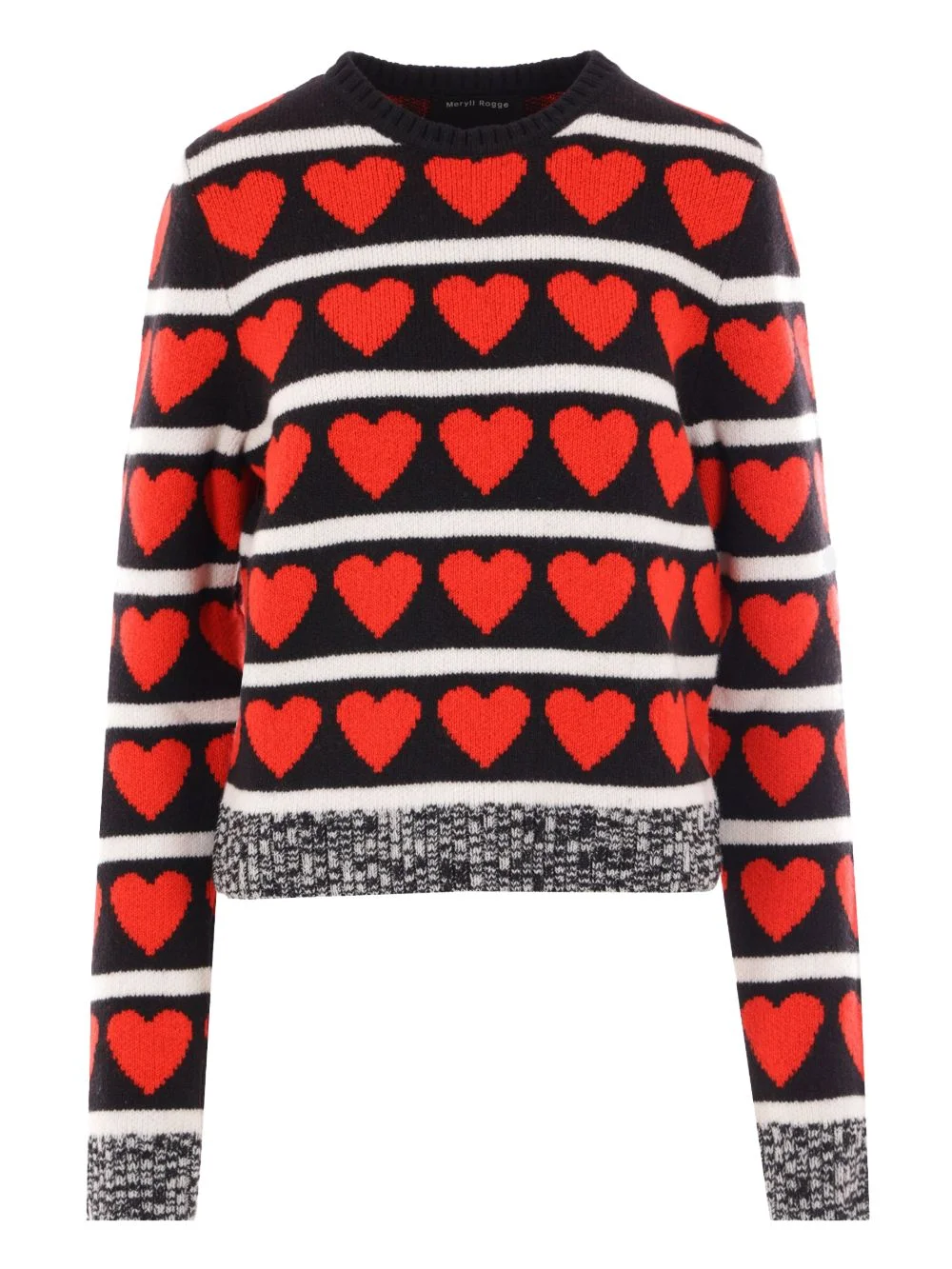heart motif knit sweater - 1