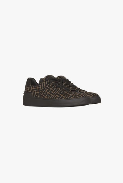 Balmain Khaki and black monogram jacquard B-Court sneakers outlook