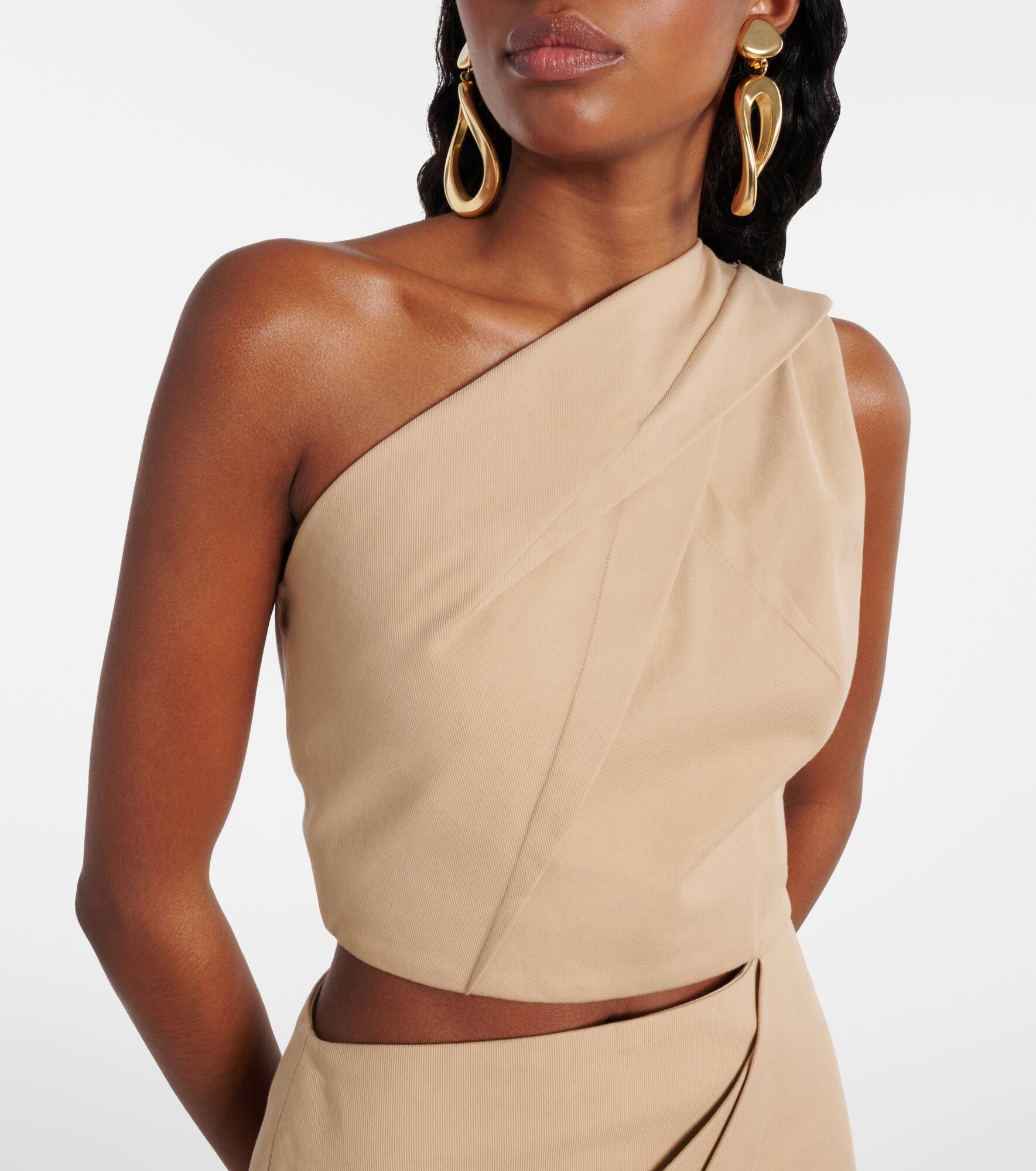 Cutout cotton-blend twill maxi dress - 4