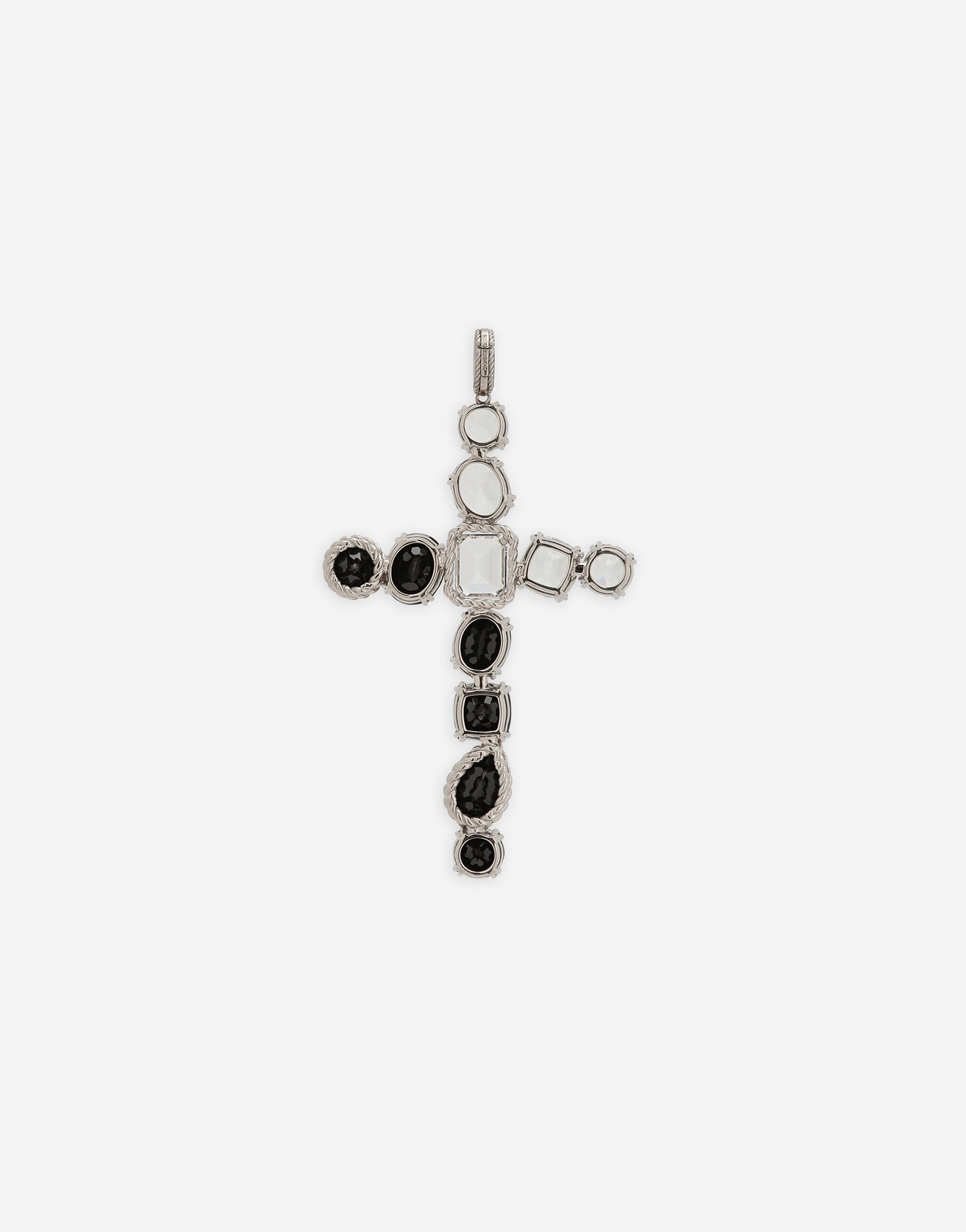 Rainbow Monochrome Charm 18-carat white gold, colorless topazes and black spinels - 4