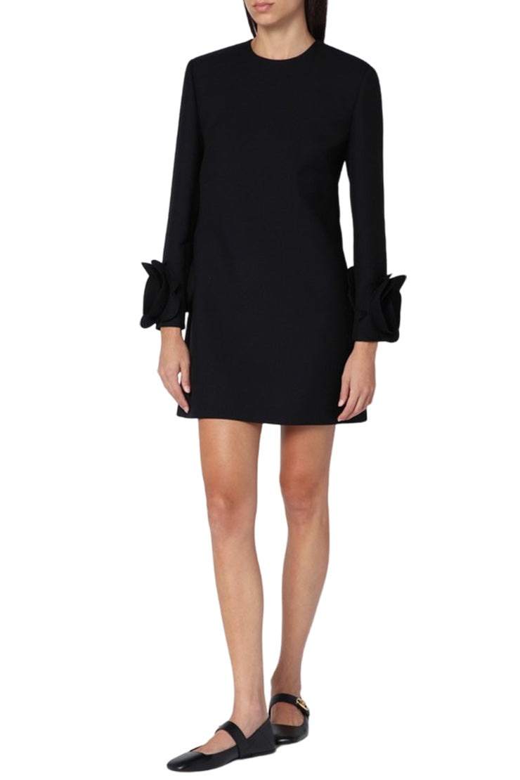 ワンピース Valentino Garavani Double Compact Drill Minidress With Rose Valentino DOUBLE COMPACT DRILL MINIDRESS WITH ROSE DETAIL
