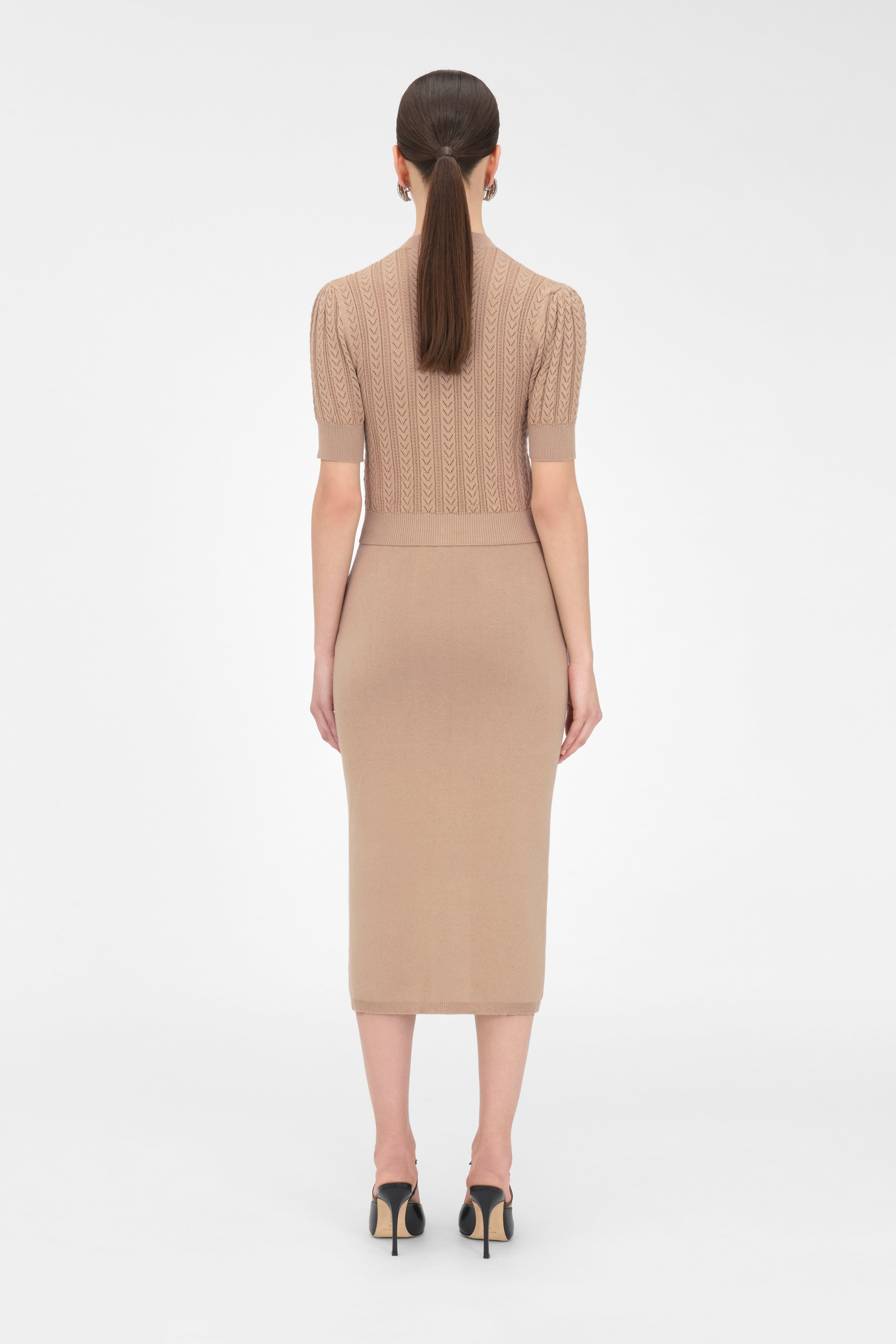 COTTON AND CASHMERE BLEND MIDI SKIRT - 4