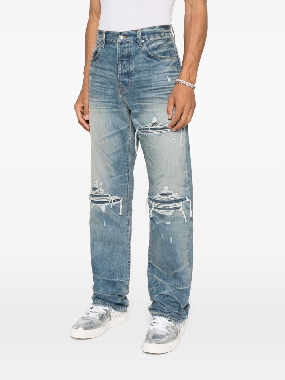 distressed straight-leg jeans - 3