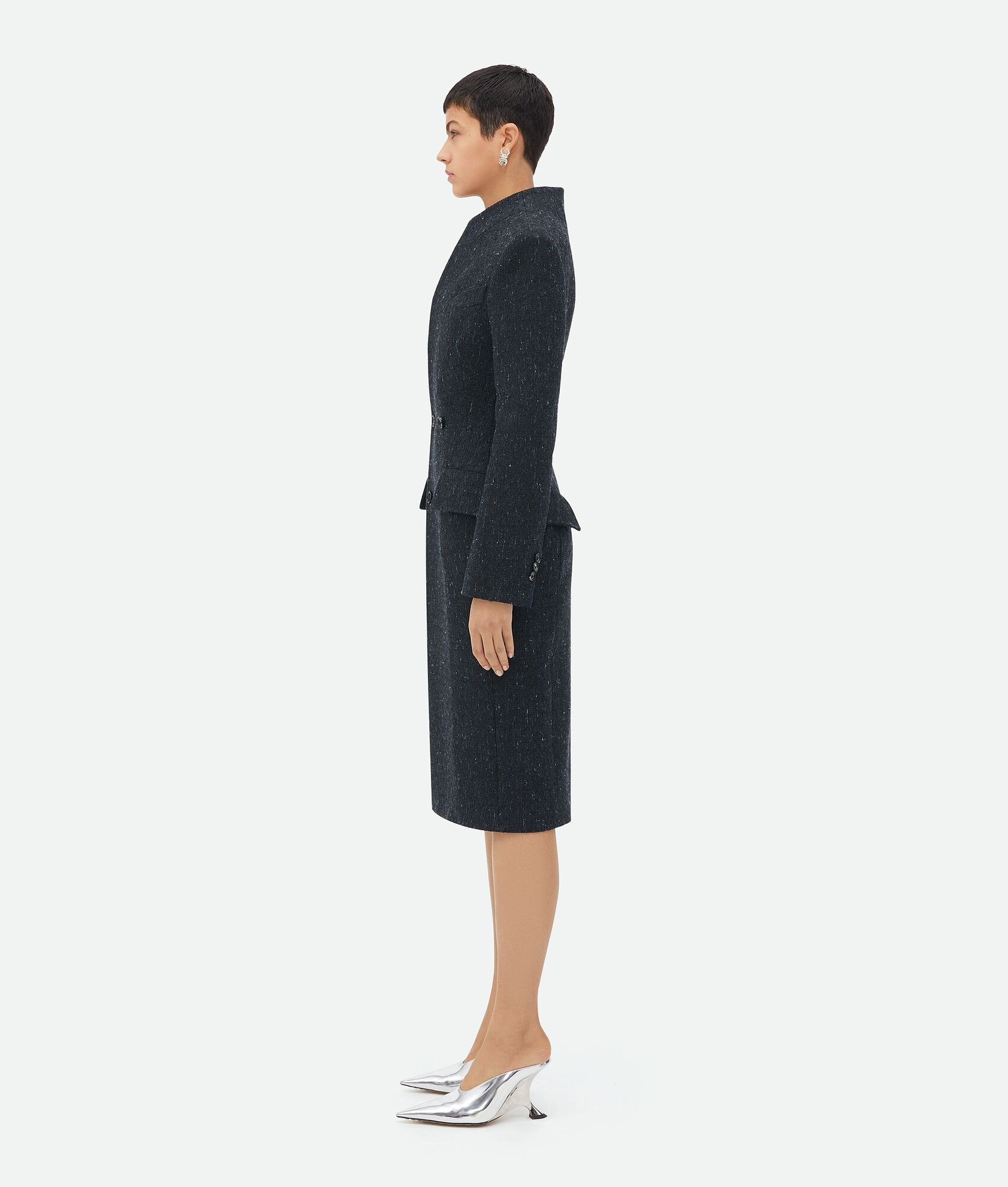 Sculptural Fit Knotted Wool Funnel Neck Coat - 2