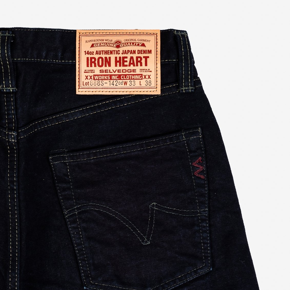 IH-888S-142OD 14oz Selvedge Denim Medium/High Rise Tapered Cut Jeans - Indigo Overdyed Black - 7