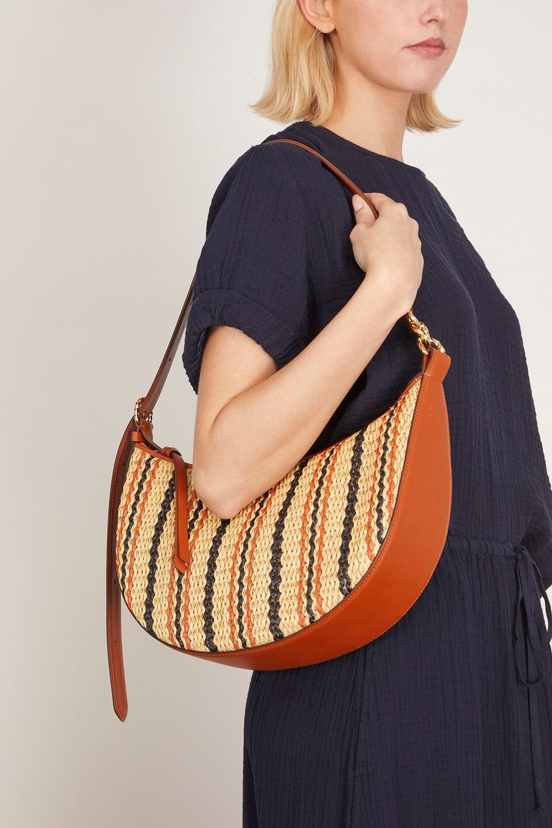ULLA JOHNSON Twyla Small Hobo in Desert Stripe outlook