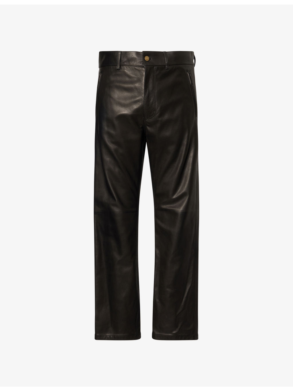 Regular-Fit Straight-Leg Leather Trousers - 1