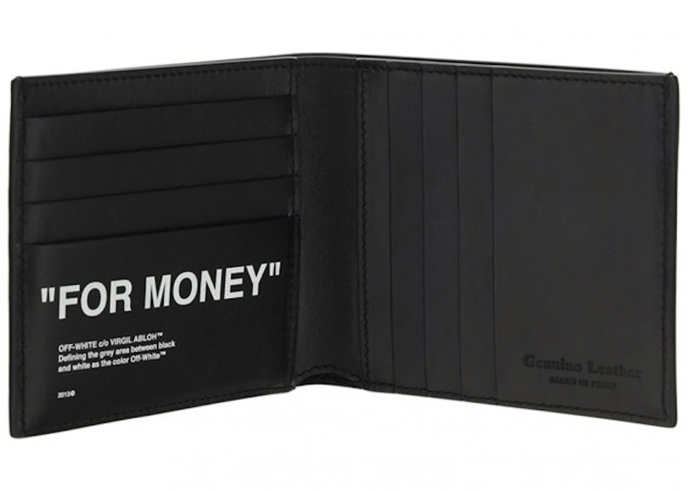 OFF-WHITE "FOR MONEY" Printed Bi-Fold Wallet (8 Card Slots) Black - 3