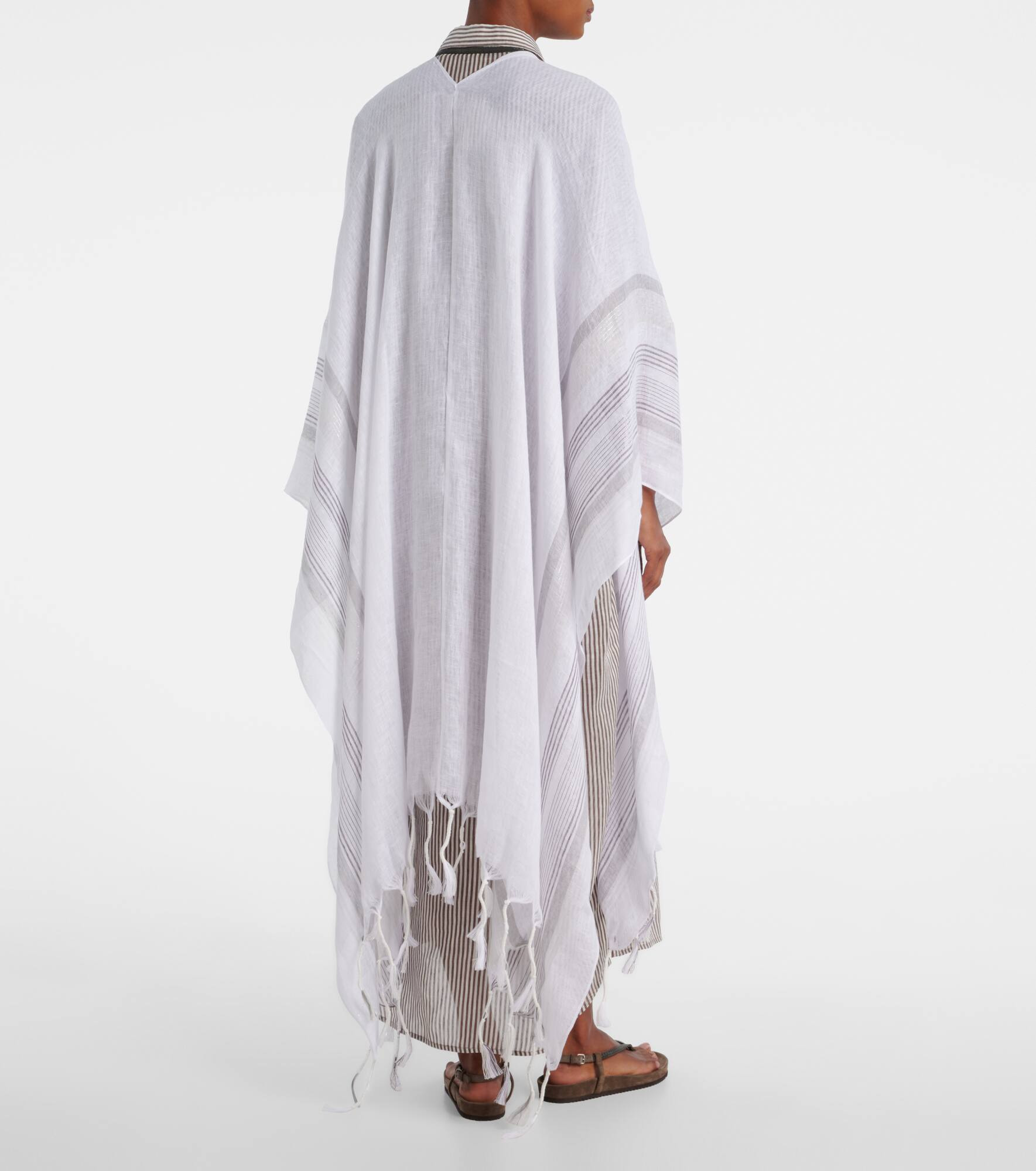 Fringed linen poncho - 3