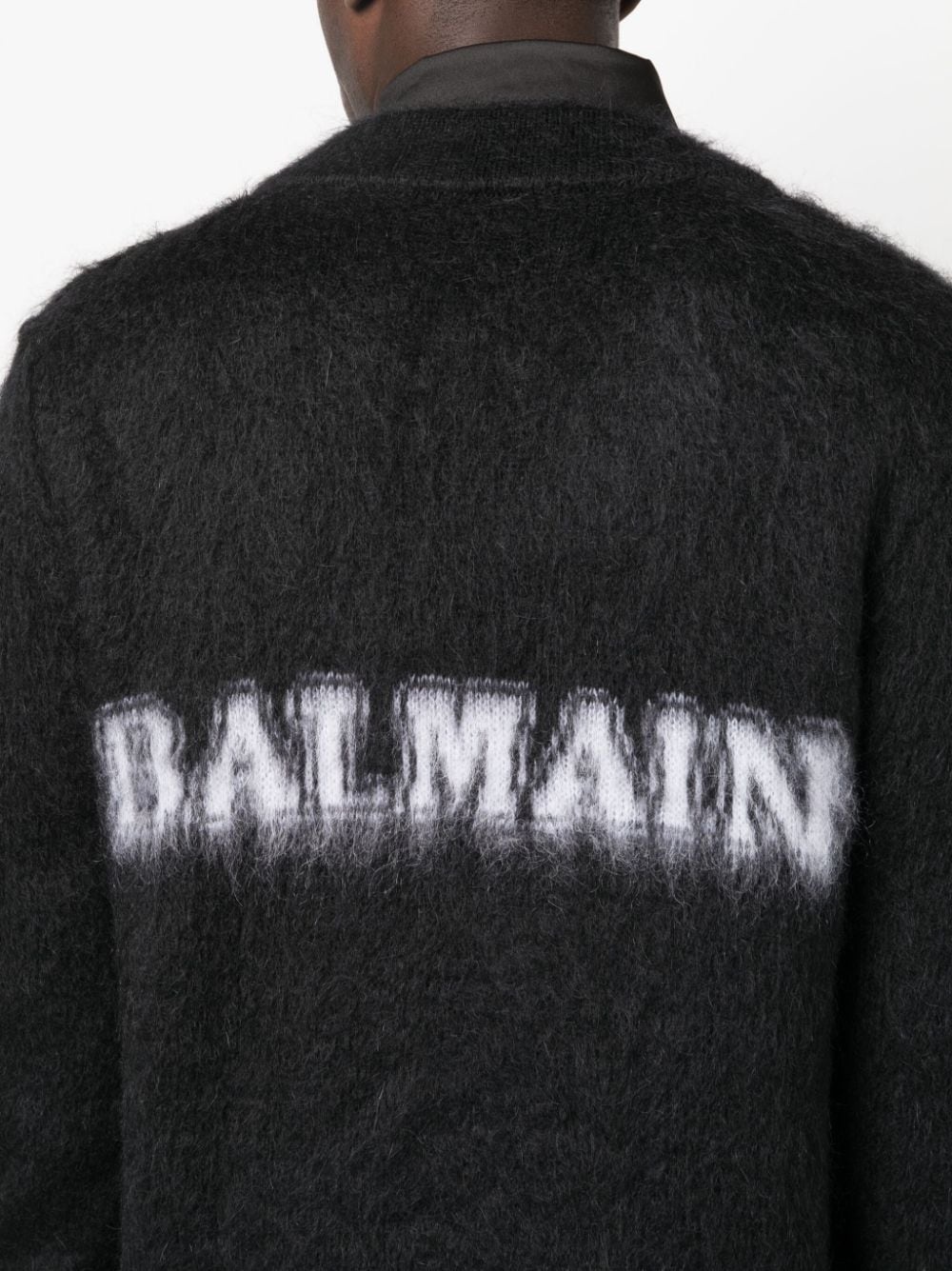 logo-intarsia V-neck cardigan - 5