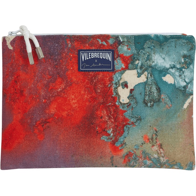 Unisex Linen Beach Pouch Gra - Vilebrequin x John M Armleder - 1