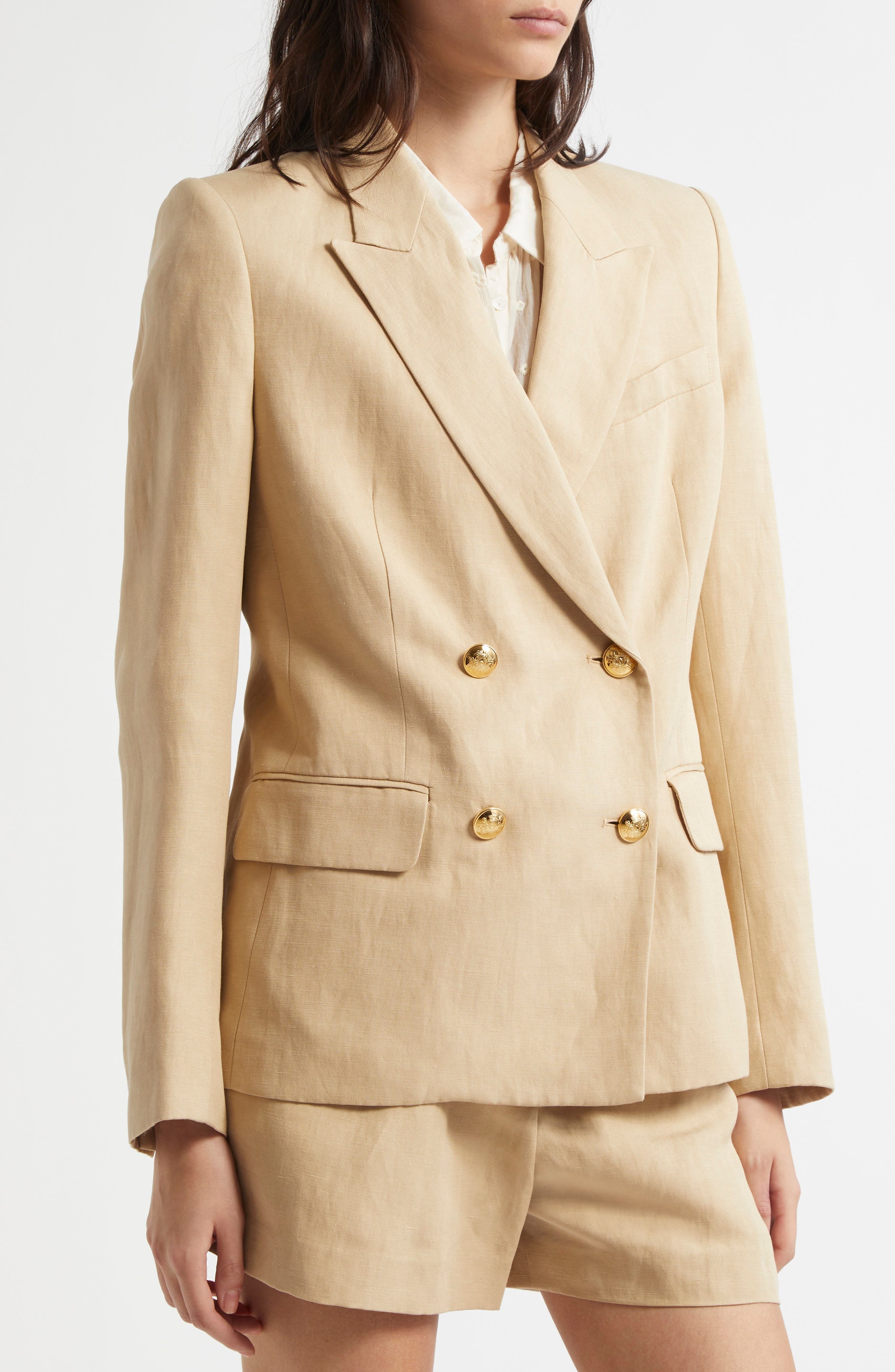 Nili Lotan Veda Linen & Silk Jacket in Khaki at Nordstrom - 5
