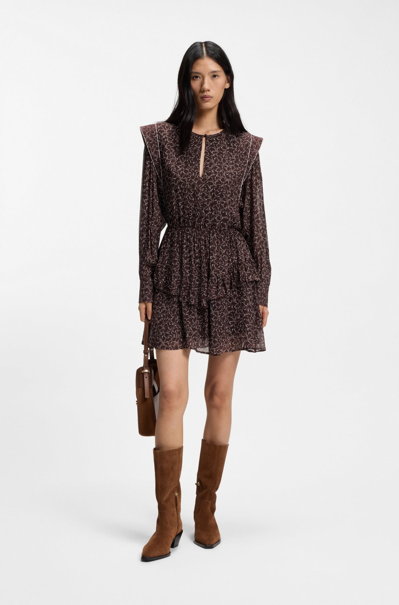 BOSS CONTRAST-PIPING MINI DRESS WITH MODERN PRINT outlook