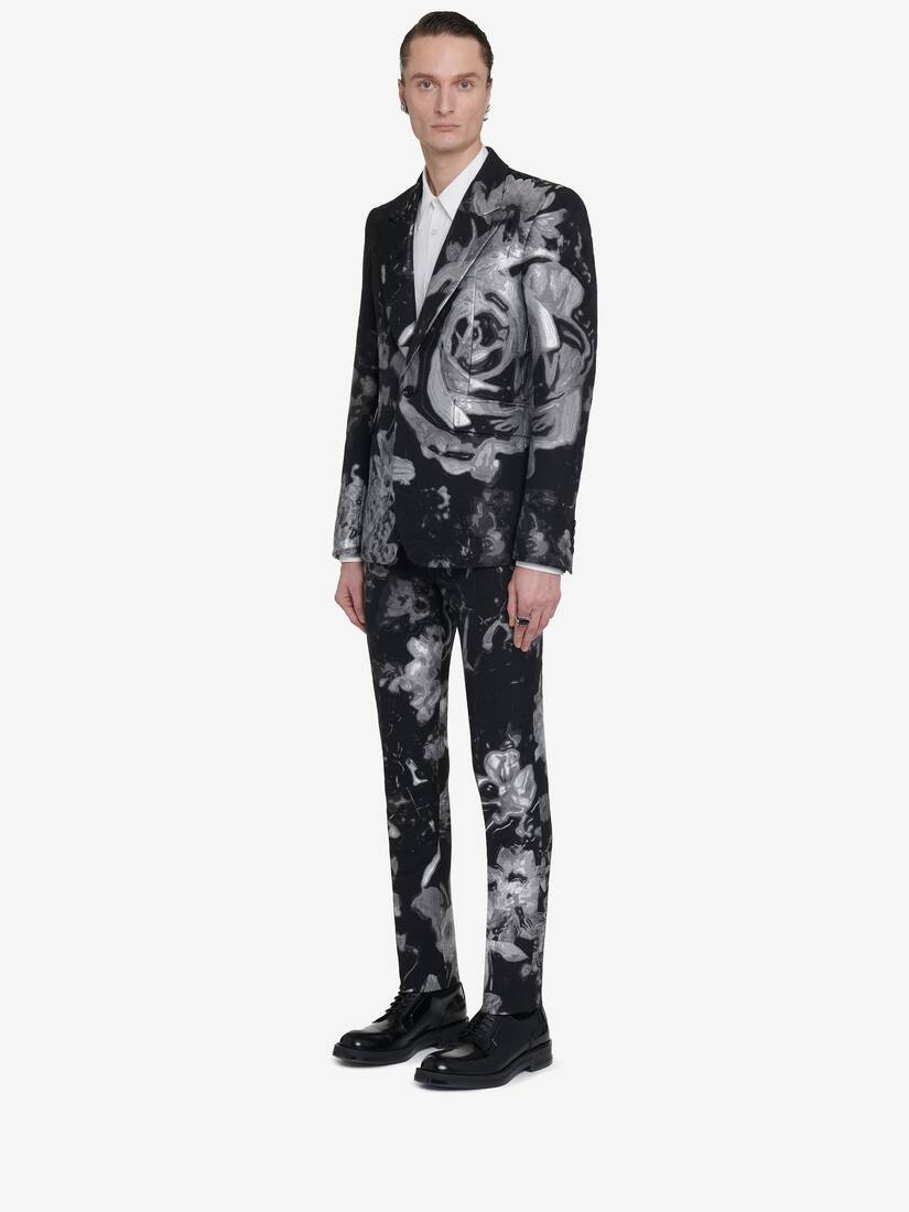 Men's Wax Flower Single-breasted Jacket in Black/silver - 5