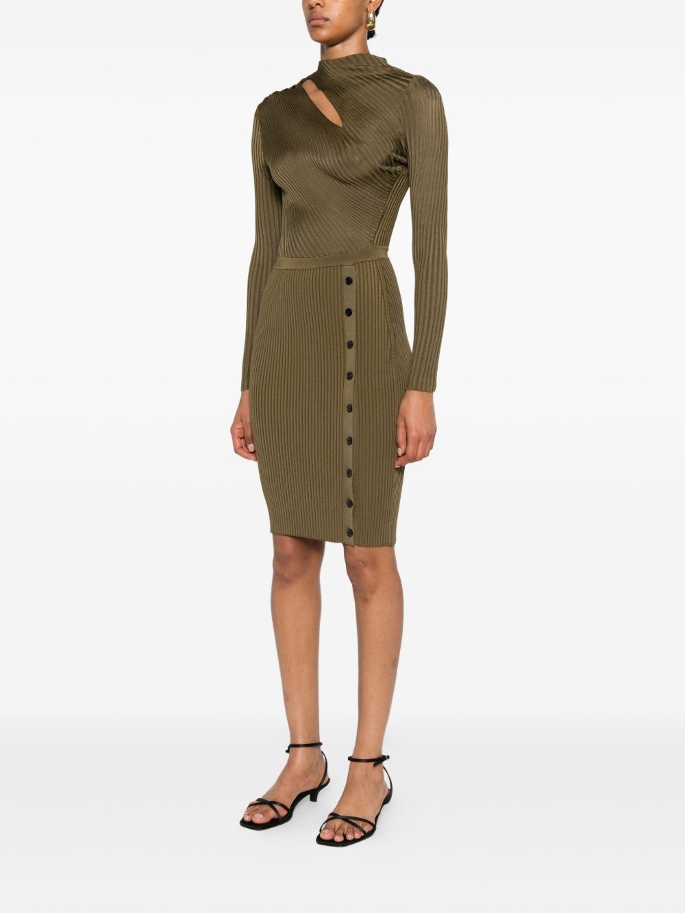 ribbed button-detail dress - 3