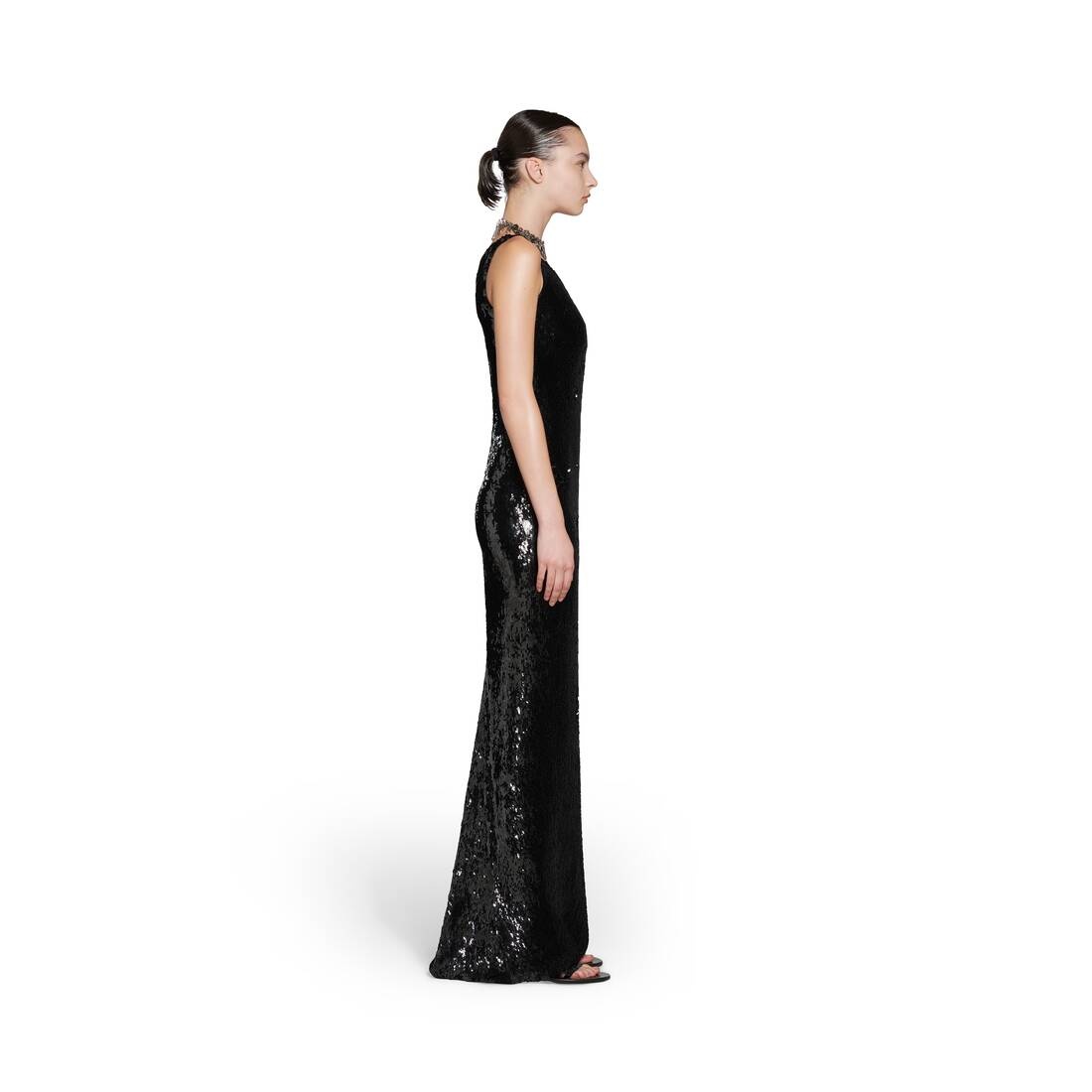 Women's Embroidered Maxi Dress in Black - 3
