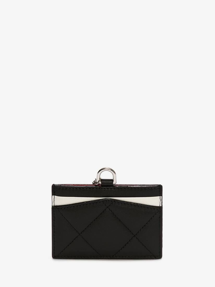 Women's McQueen Graffiti Card Holder With Chain in Black/white - 3