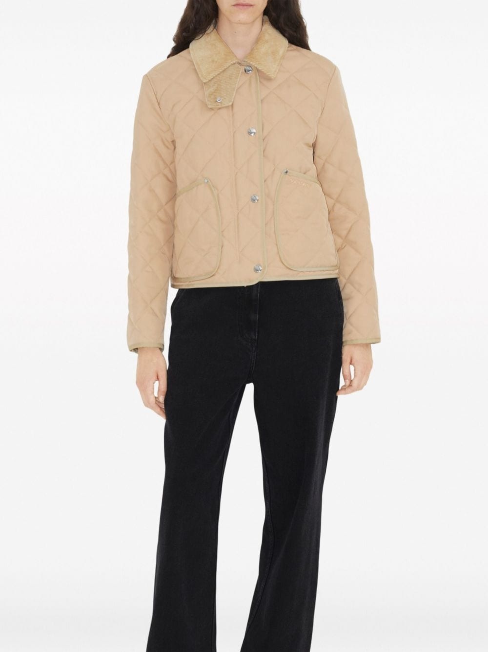 straight-point collar quilted jacket - 2