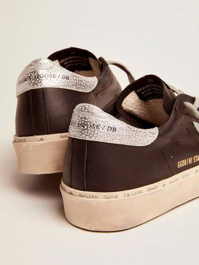 Golden Goose Hi Star sneakers in black leather with silver laminated leather star outlook