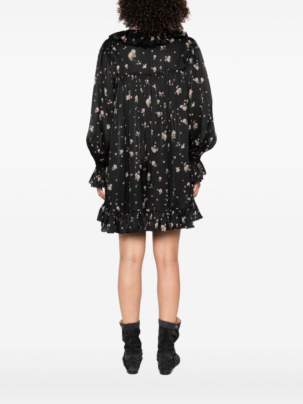floral ruffled mini dress - 4