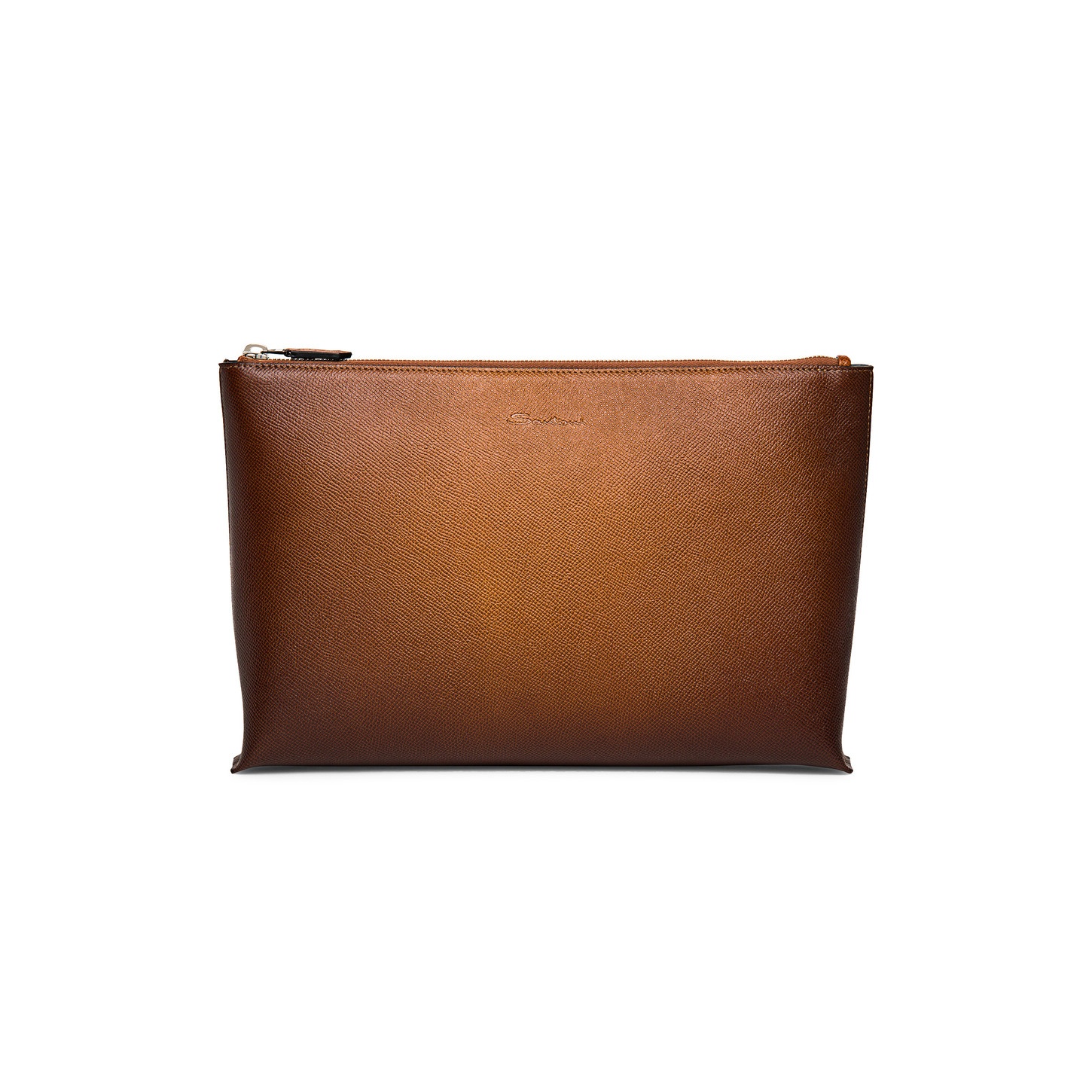Brown saffiano leather pouch - 1