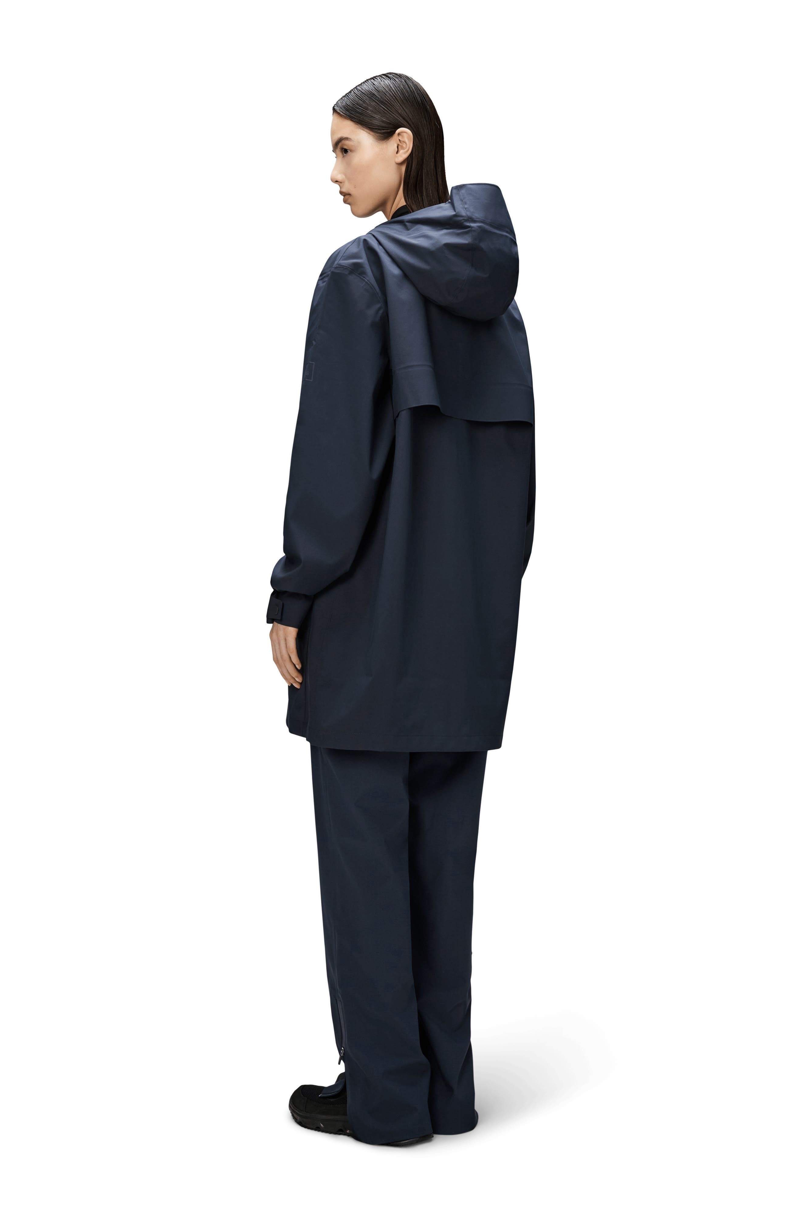 Rains Suva Hardshell Hooded Long Rain Jacket in Navy at Nordstrom - 6