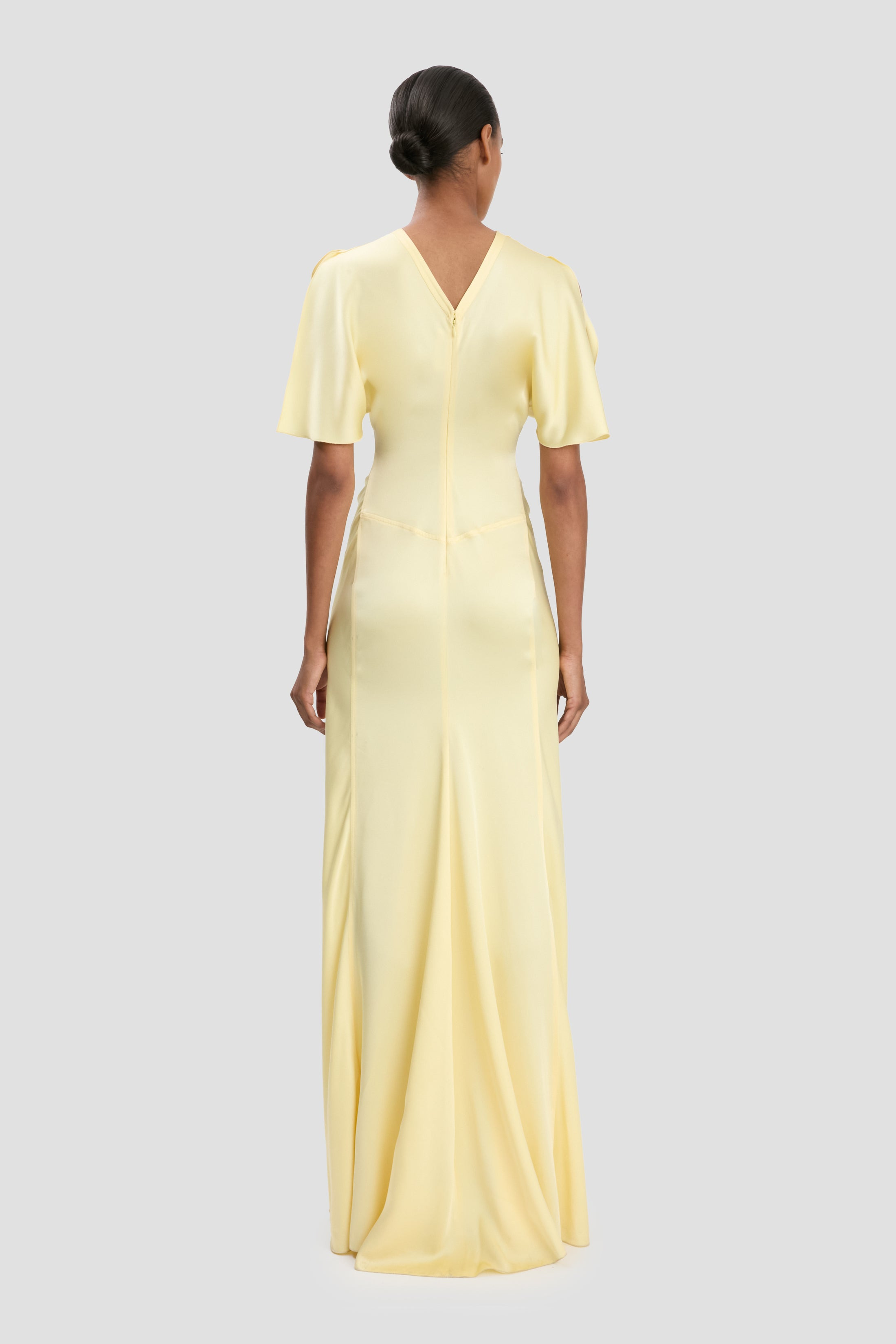 Gathered Waist Floor-Length Dress In Daffodil Yellow - 5