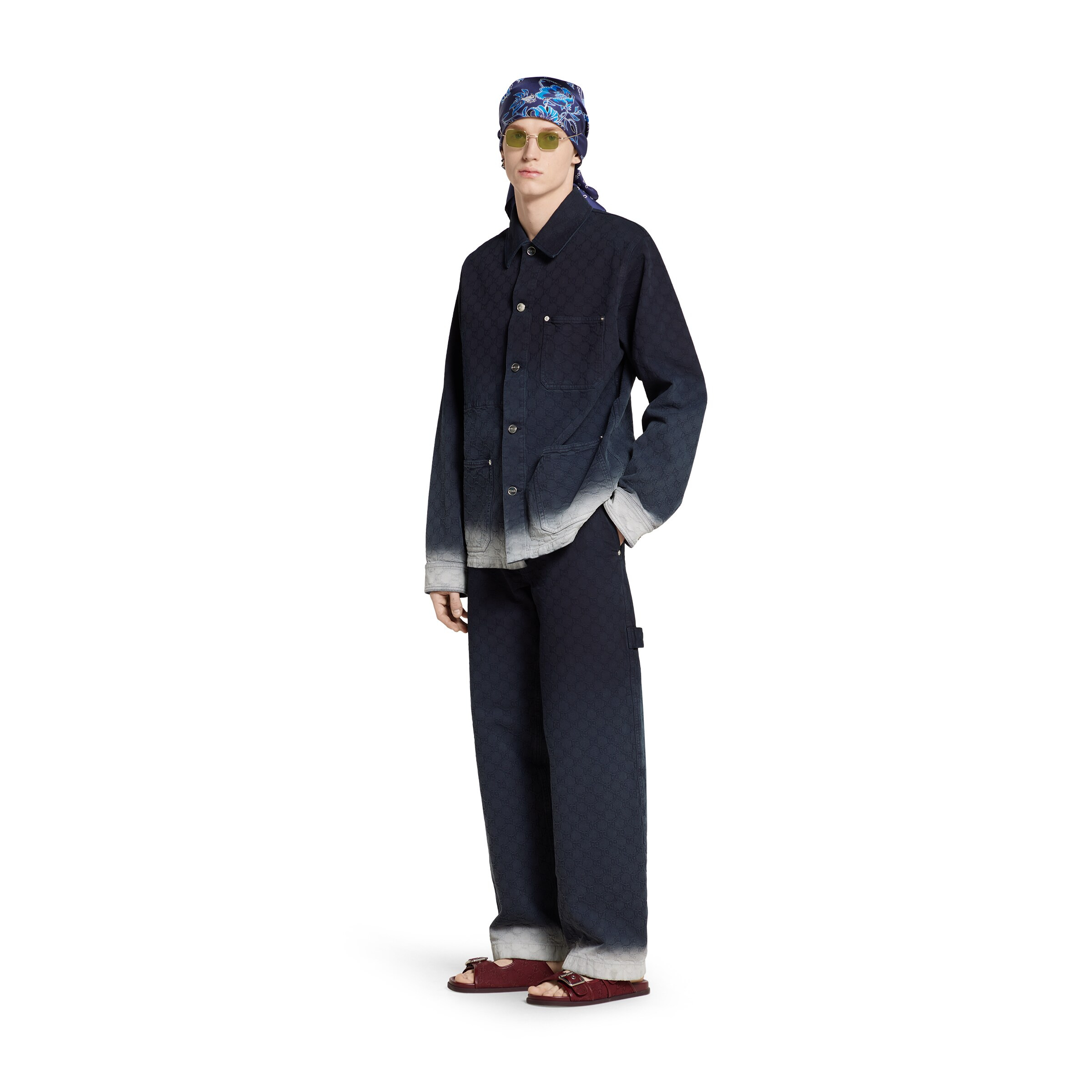 Bleached GG cotton denim jacquard pant - 2