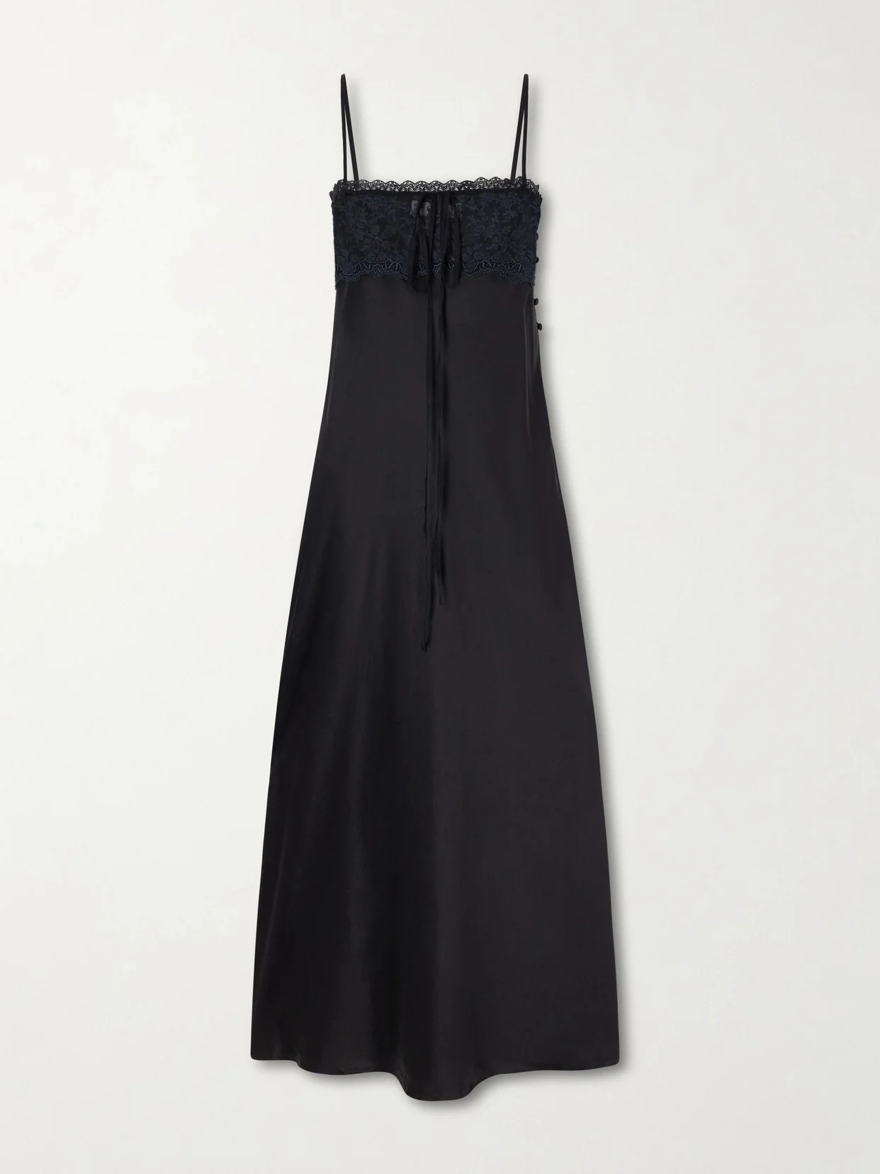 Lace-trimmed Silk-satin Midi Dress - 1