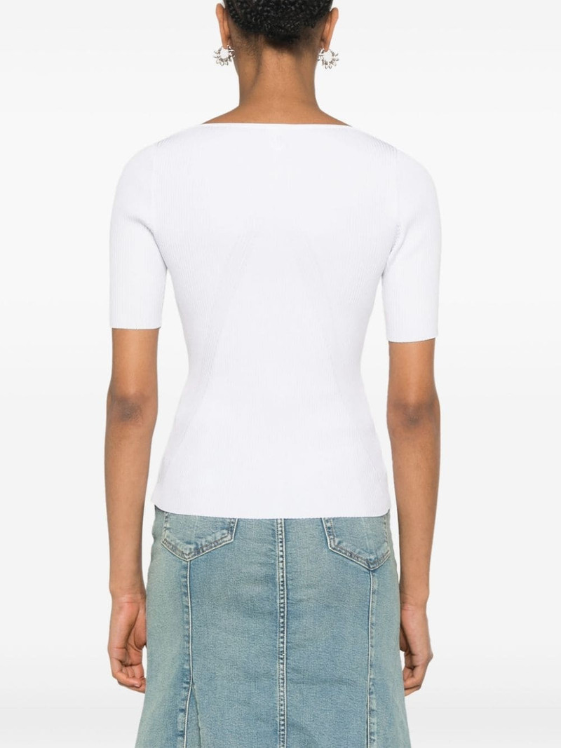embroidered-logo U-neck T-shirt 4