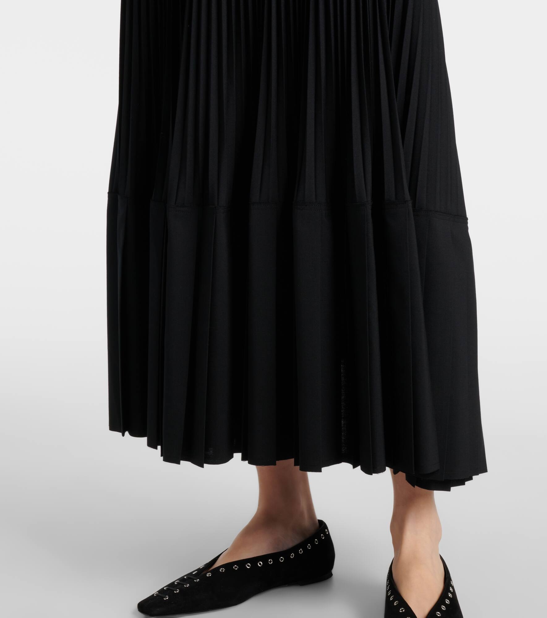 Plissé wool-blend maxi skirt - 5