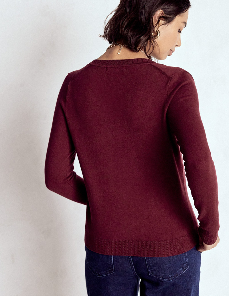Emilia Cotton V Neck Sweater-Deep Wisteria 4