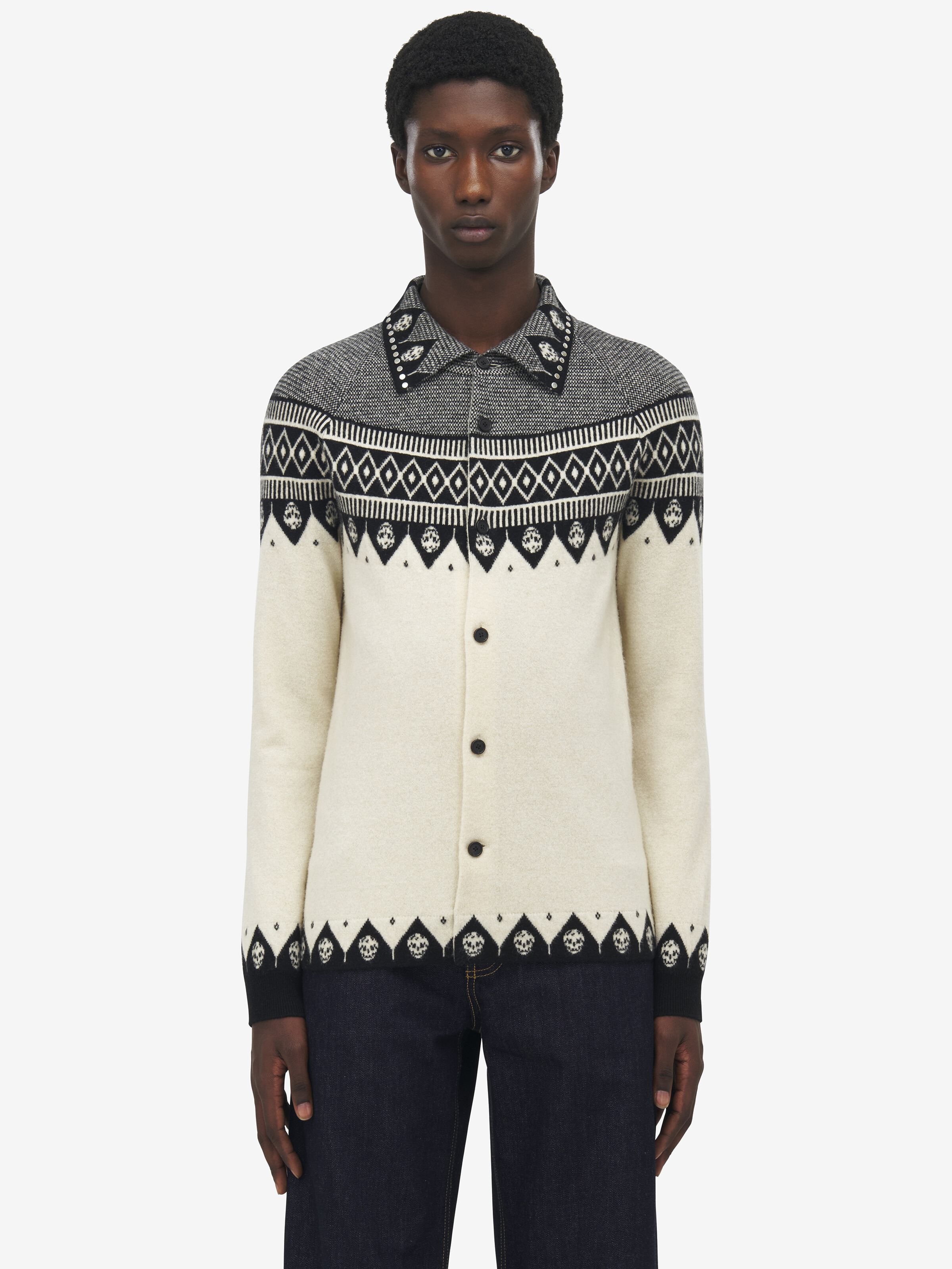 Fair Isle Polo Cardigan - 2