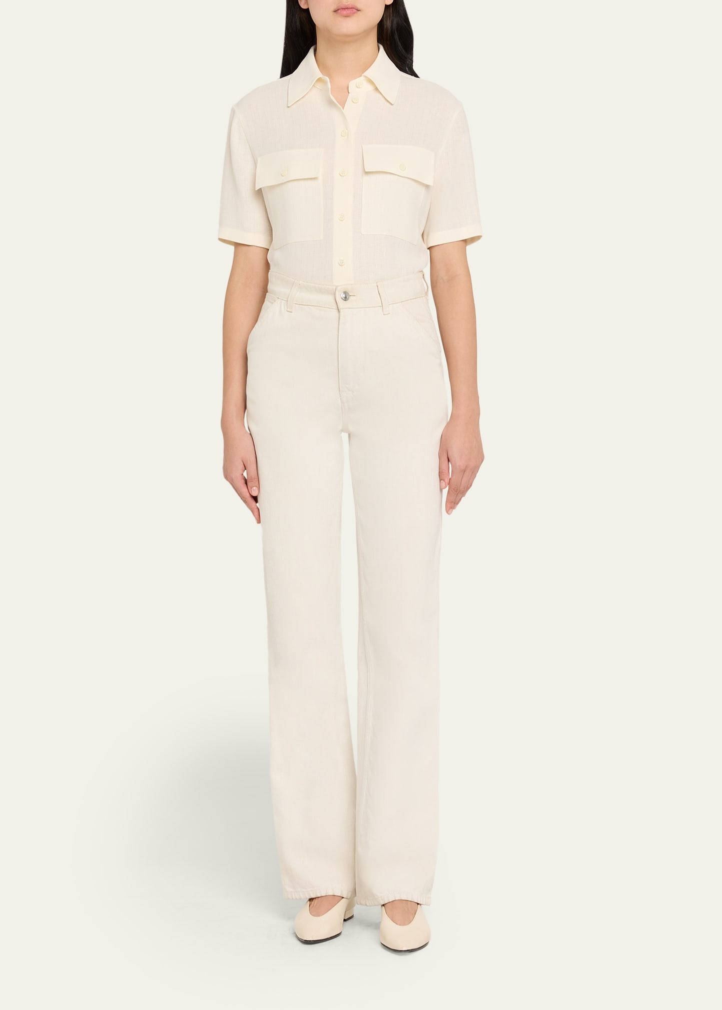 Shirley Short-Sleeve Light Linen Crepe Shirt - 2