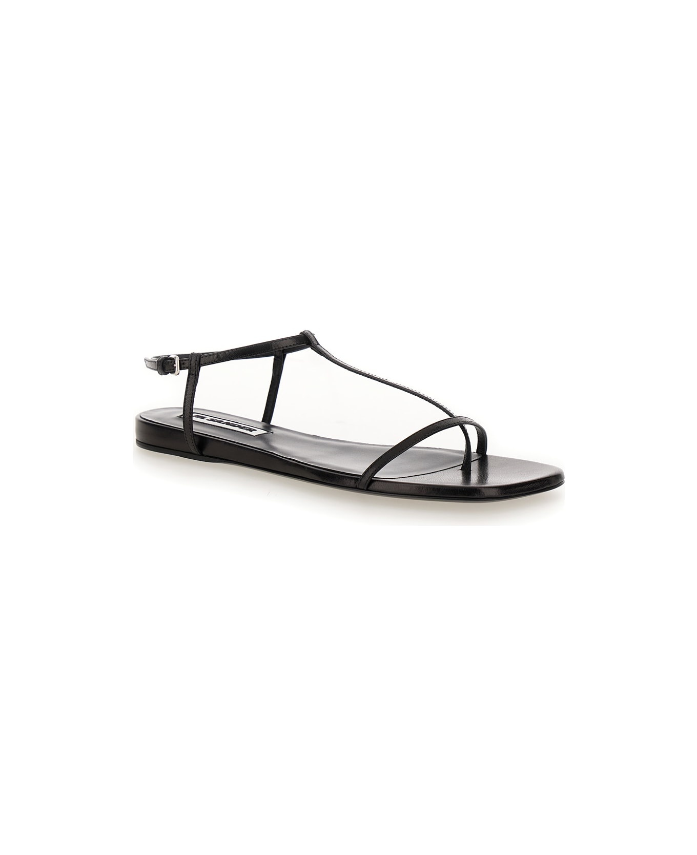 Black Sandals With Ankle Buckle Closure In Leather Woman - 2
